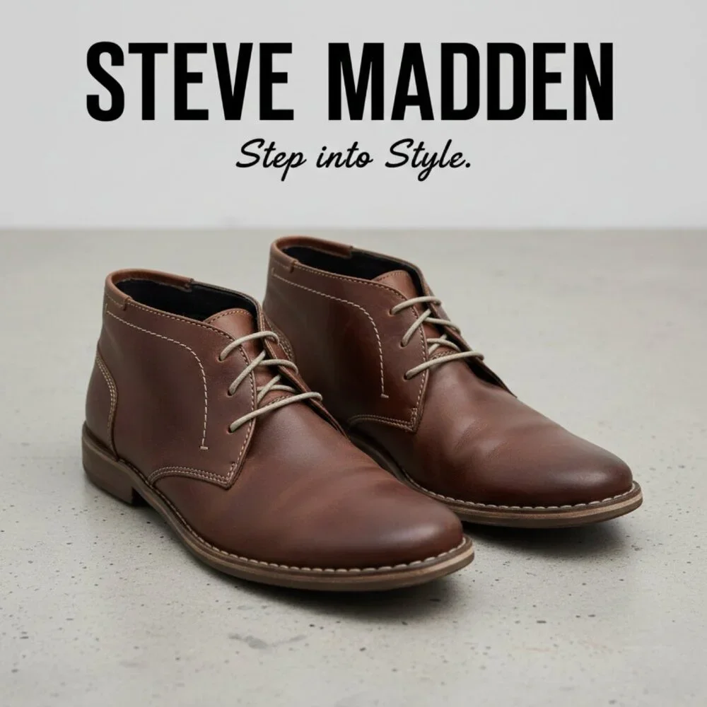 STEVE MADDEN Harken Brown Leather Chukka Boots Men's 10 Distressed Lace Up Shoes
